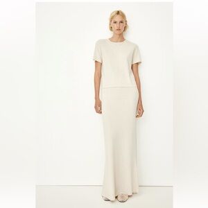 Silk Elegant Cream Maxi Skirt